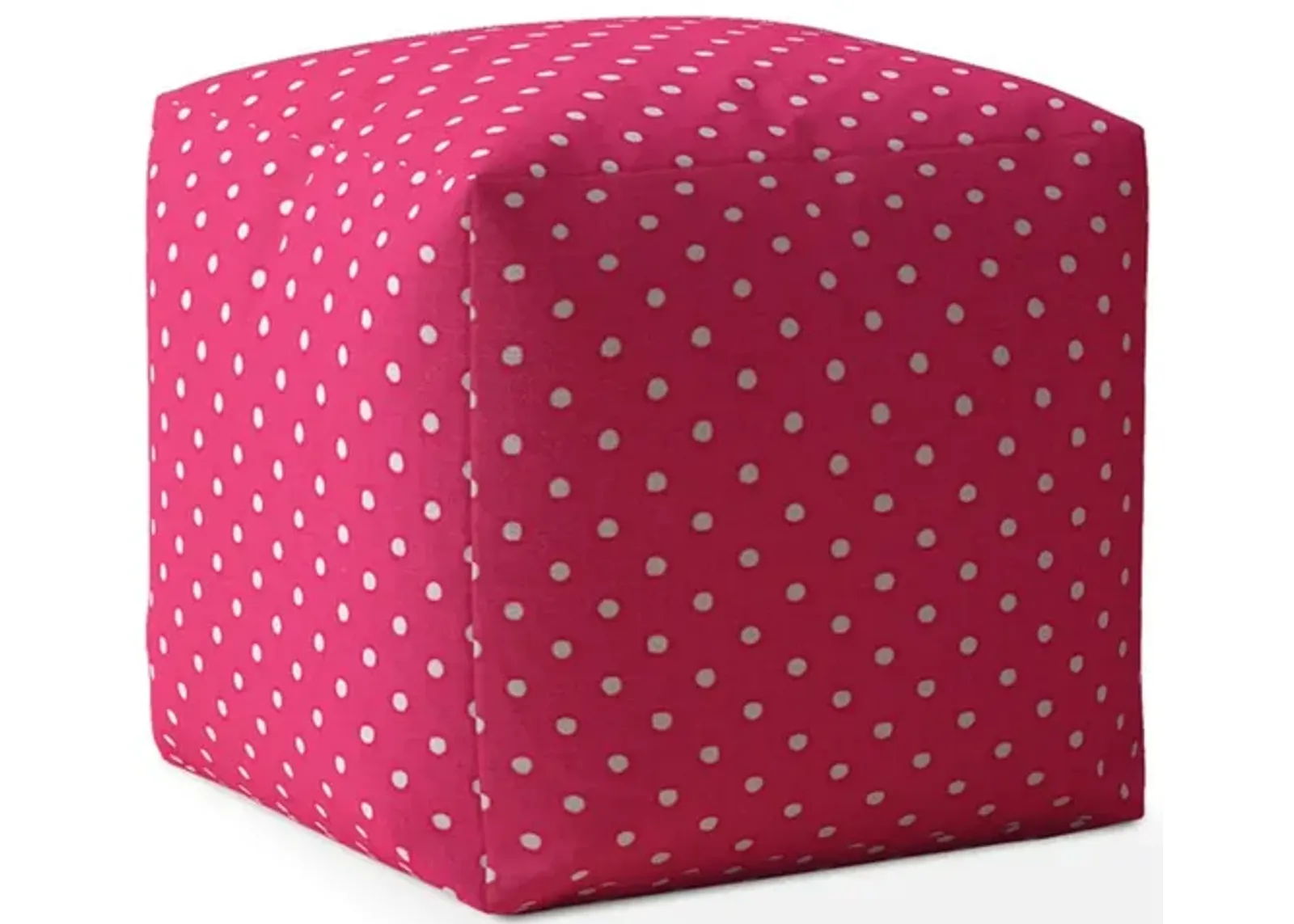 Homezia 17" Pink Cotton Polka Dots Pouf Ottoman