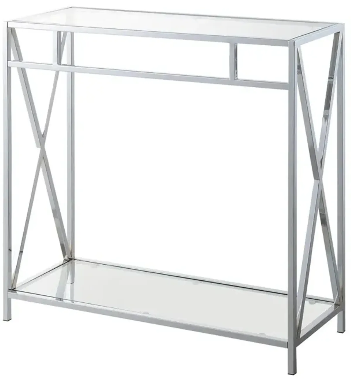 Convenience Concepts Oxford Chrome Glass Hall Table with Shelf