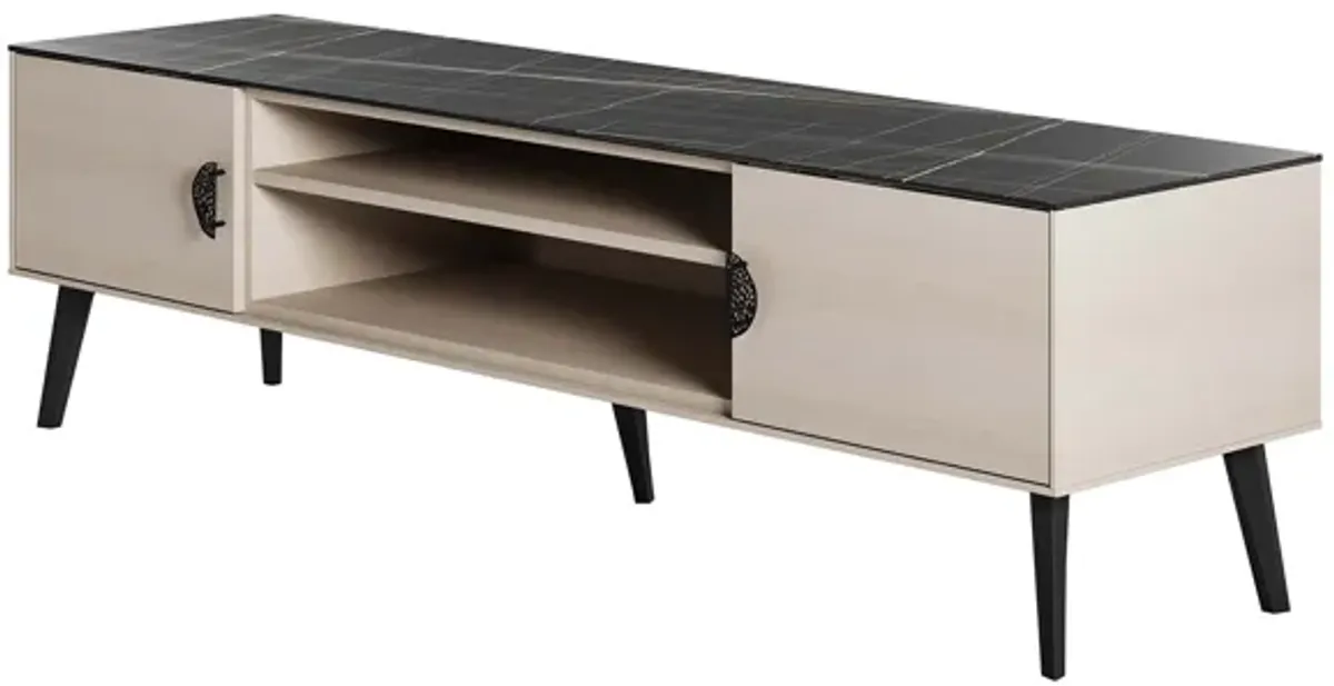 Haley Large TV Stand in Black Marble