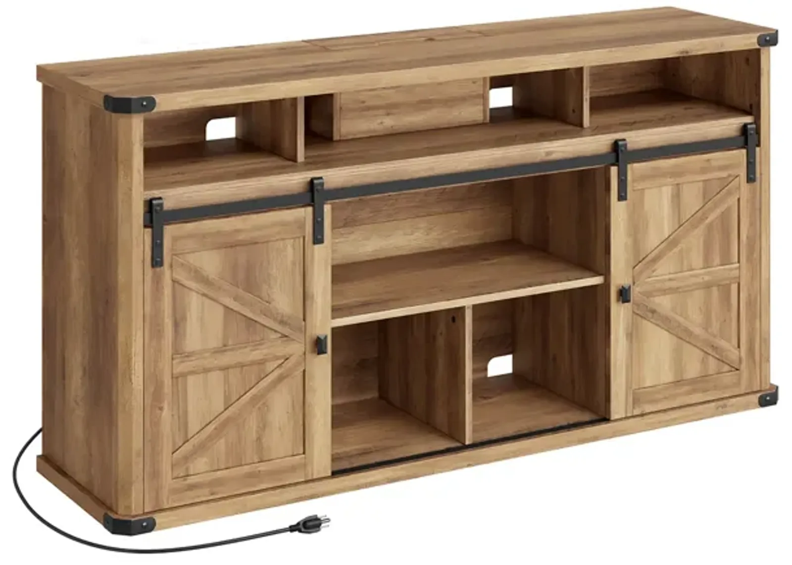 TV Stand for TVs up to 65 Inches, Farmhouse Entertainment Center with Sliding Barn Doors