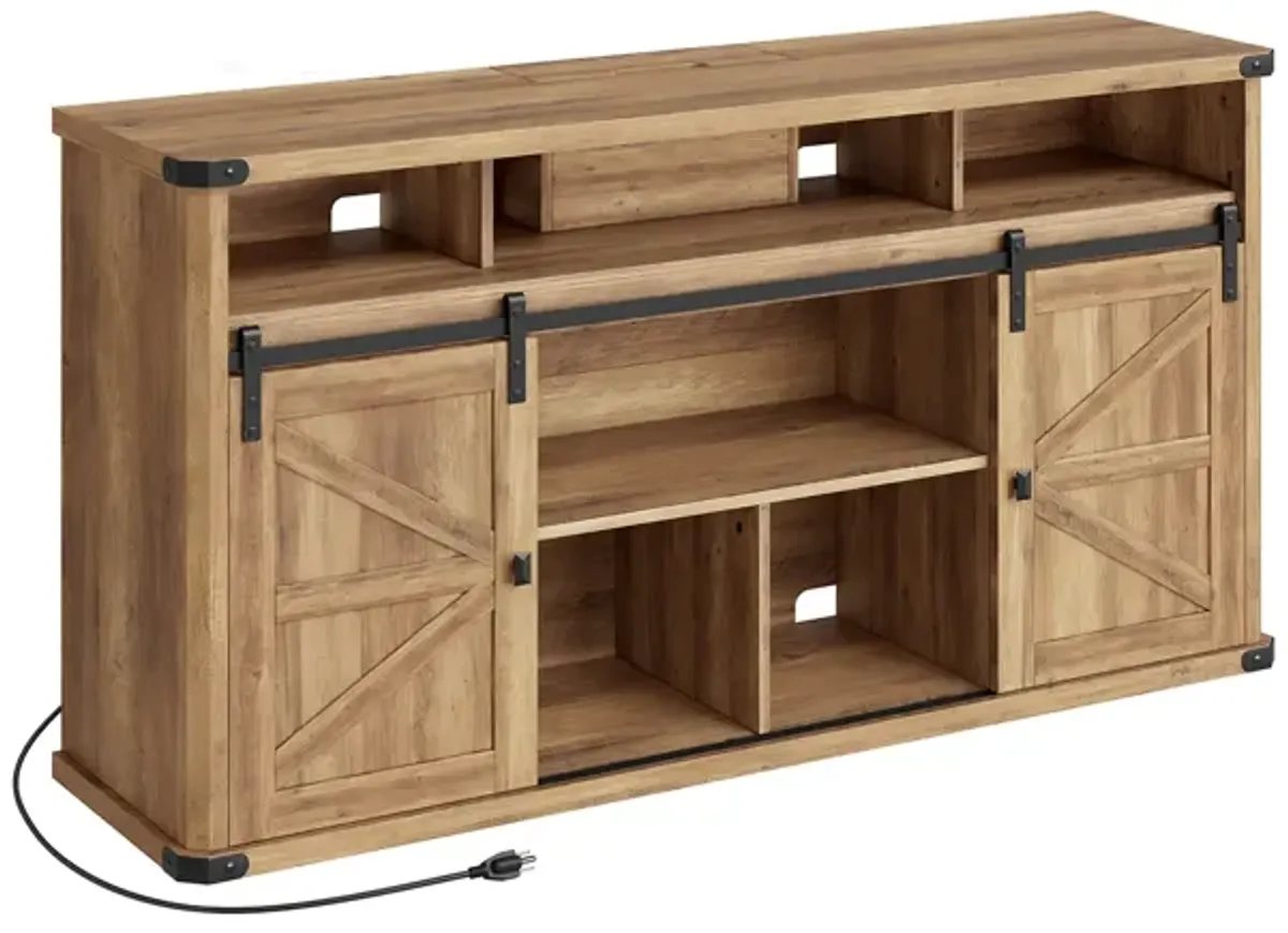 TV Stand for TVs up to 65 Inches, Farmhouse Entertainment Center with Sliding Barn Doors