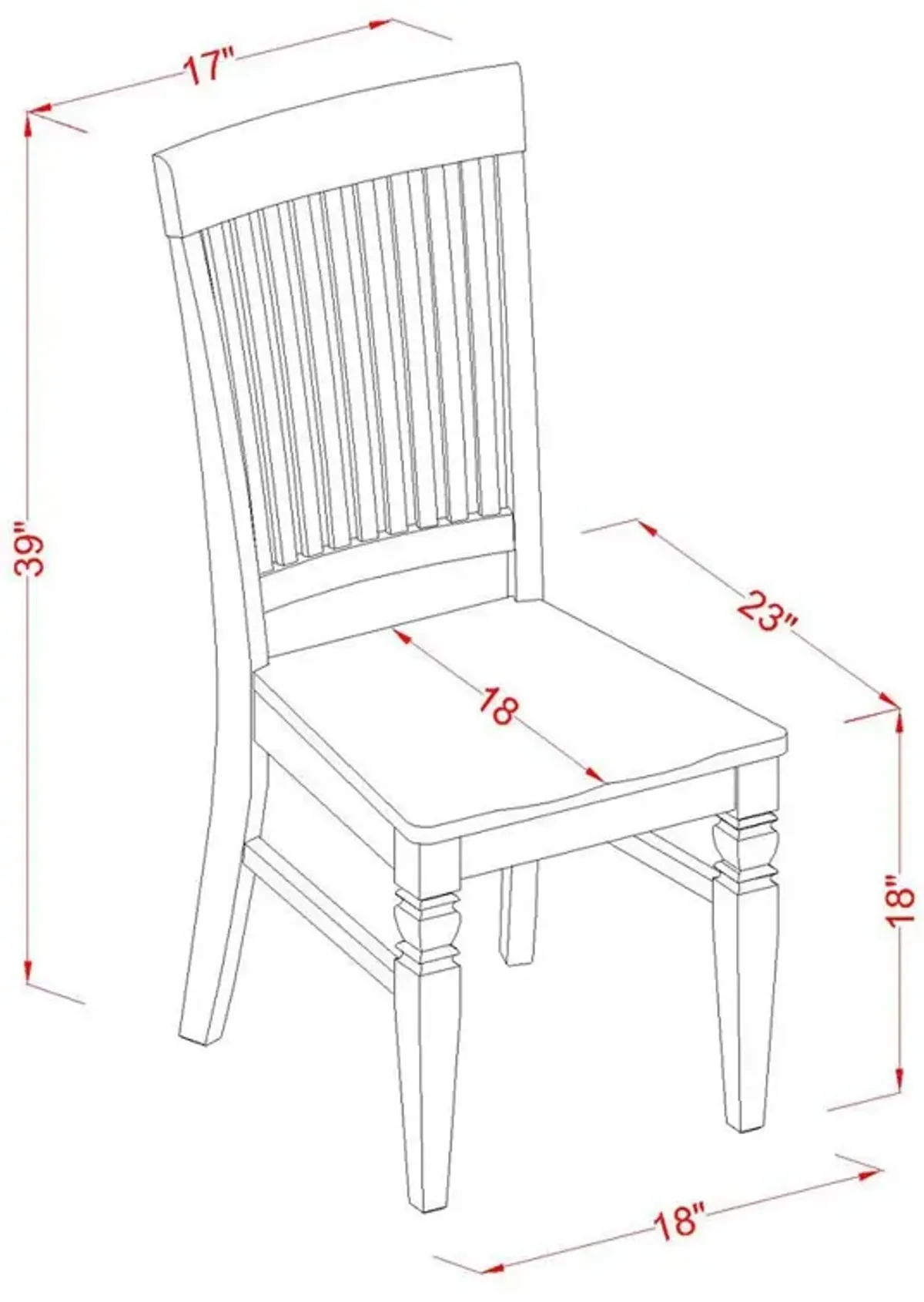 East West Furniture Weston  Dining  Wood  Seat  Dining  Chair  with  Slatted  Back  in    in  Linen  White  Finish,  Set  of  2