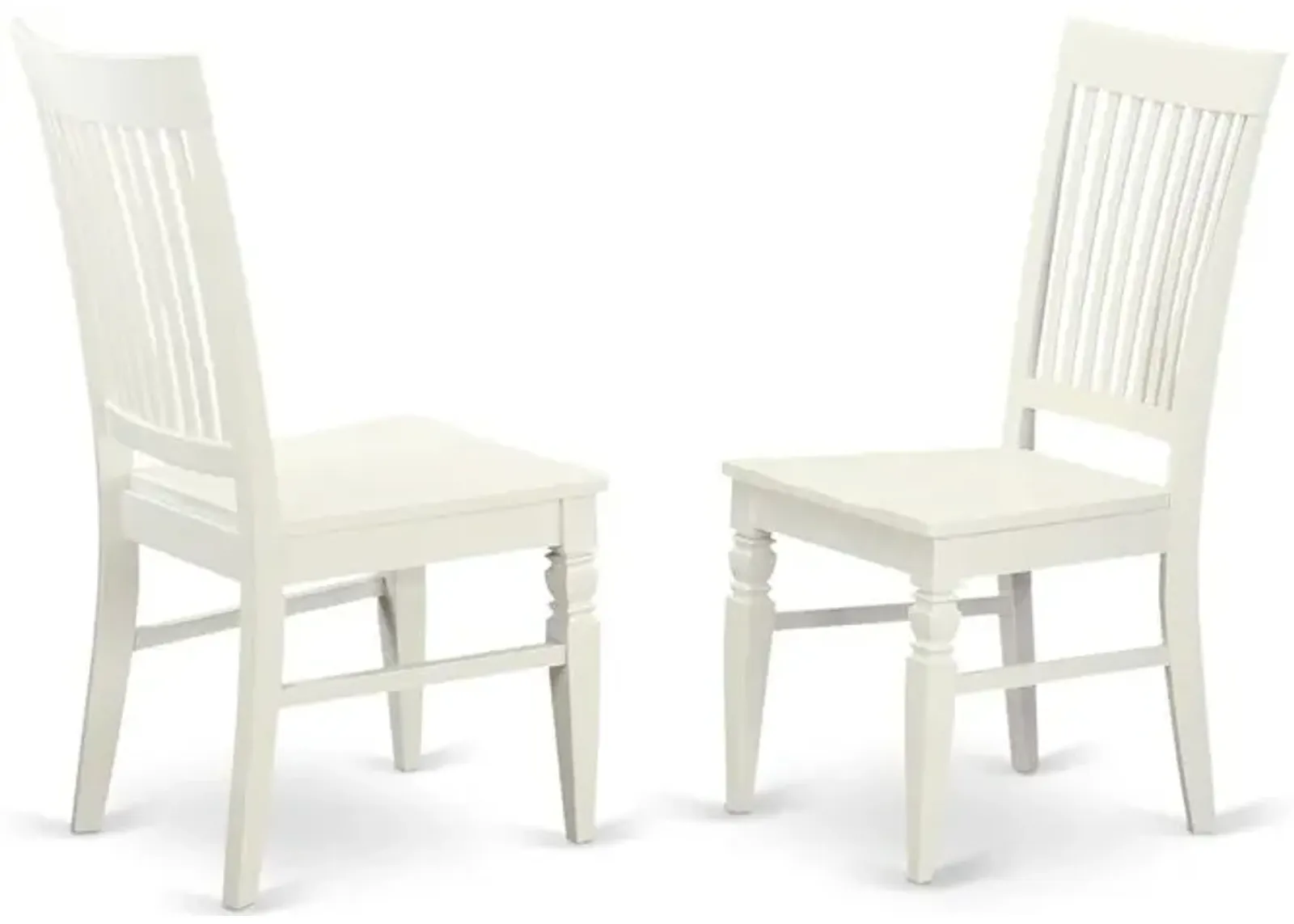 East West Furniture Weston  Dining  Wood  Seat  Dining  Chair  with  Slatted  Back  in    in  Linen  White  Finish,  Set  of  2