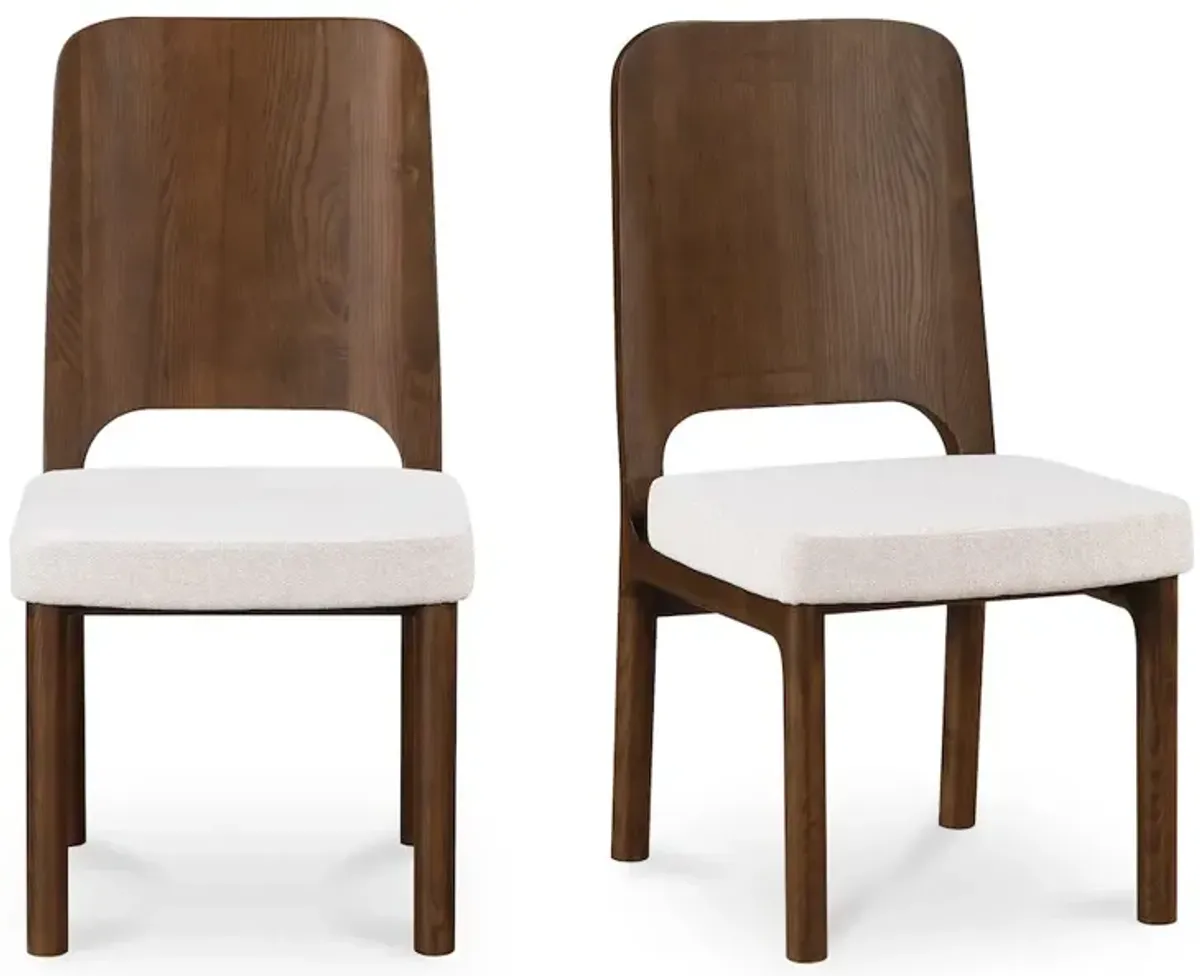 Moe's Home Collection Kerr Dining Chair Walnut-Stained Ash Beige-Set Of Two