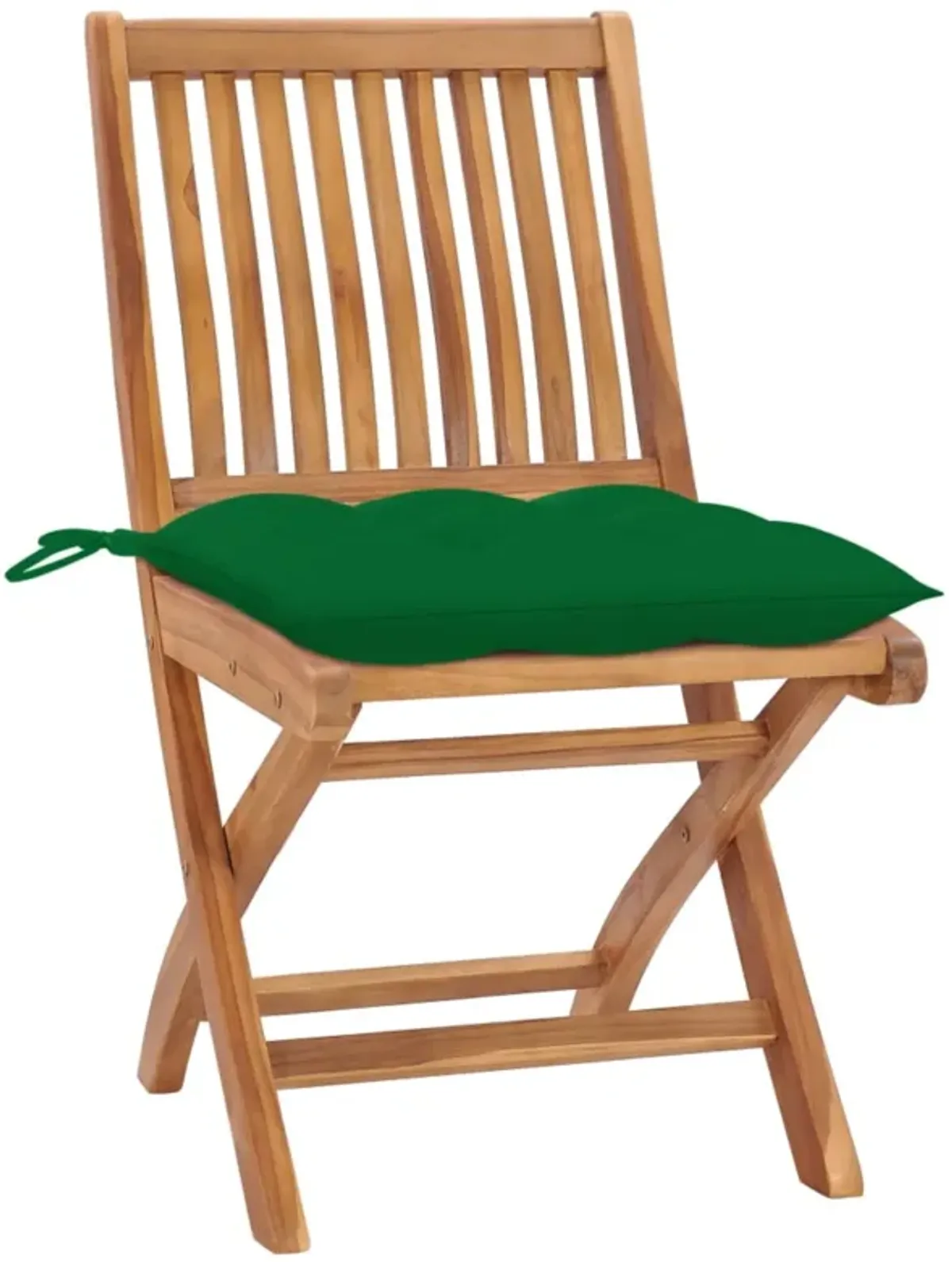 vidaXL Garden Chairs 2 pcs with Green Cushions Solid Teak Wood