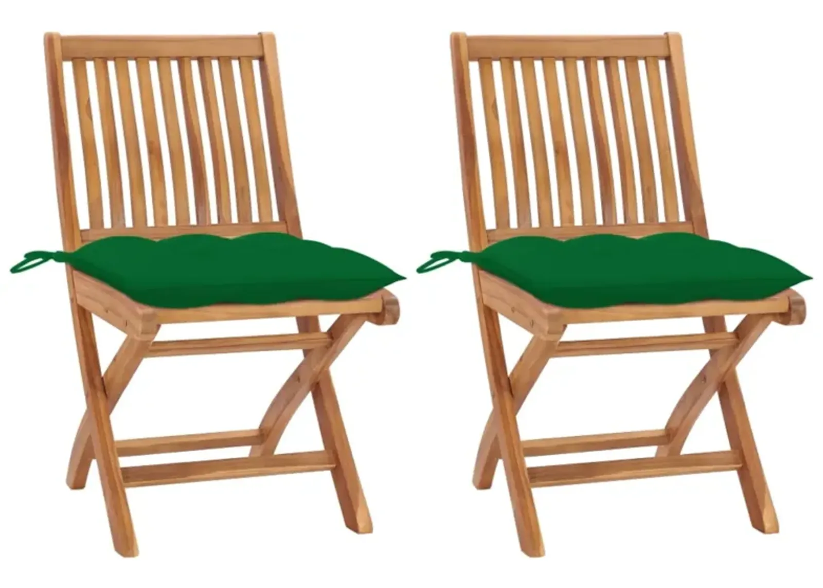 vidaXL Garden Chairs 2 pcs with Green Cushions Solid Teak Wood