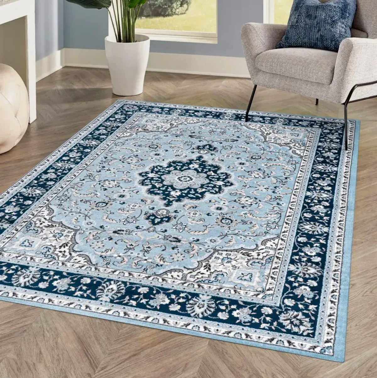 Palmette Modern Persian Floral Area Rug