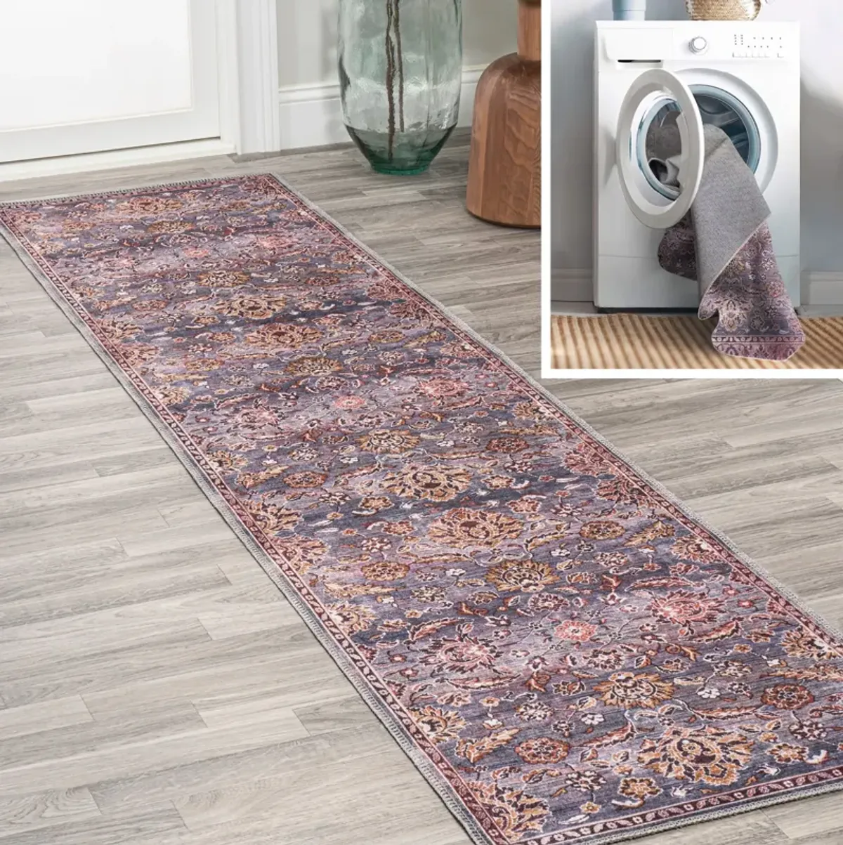 Victoria Ornate Persian All Over Washable Indoor/Outdoor Area Rug