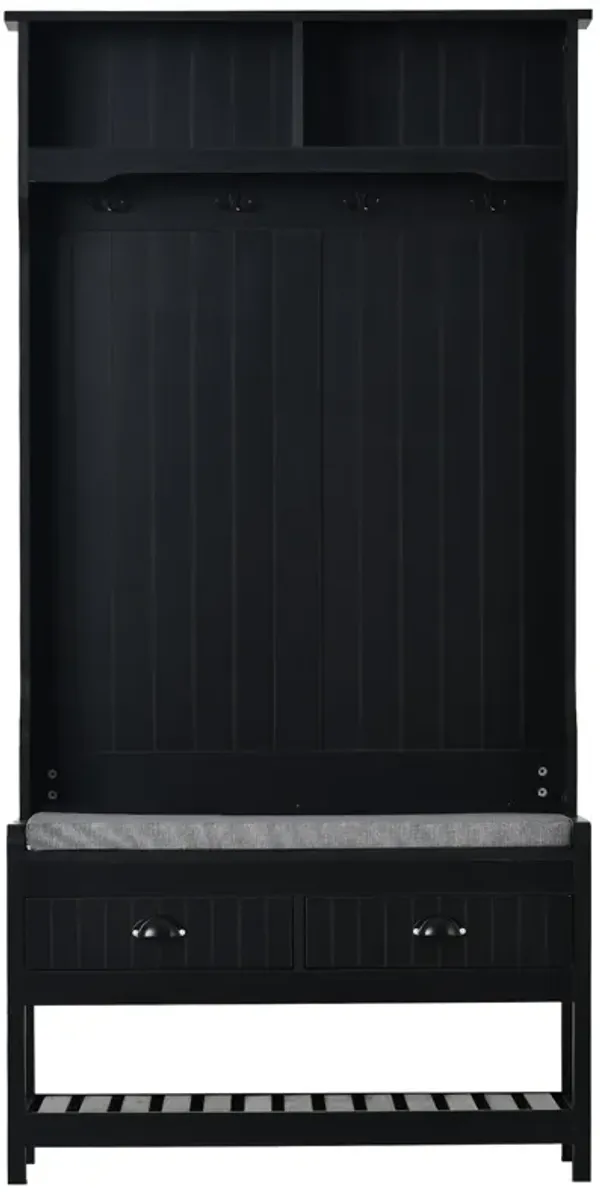 Merax Multifunctional Coat Rack Hall Tree with 4 Hooks and Hinged Lid