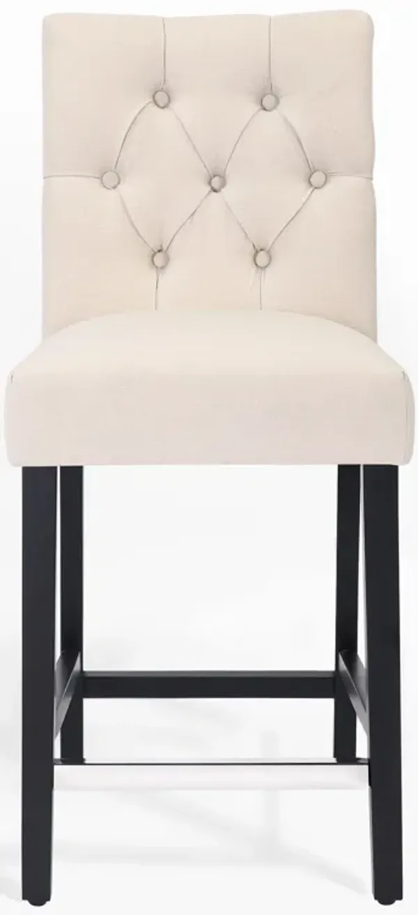 WestinTrends 24" Linen Fabric Tufted Upholstered Counter Stool, Black