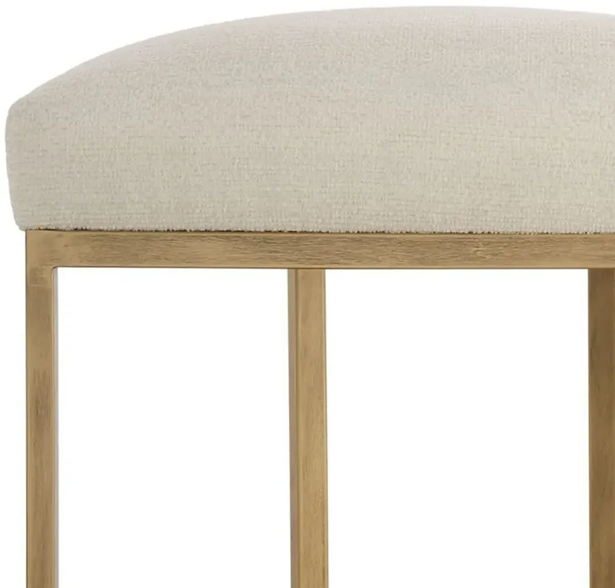 Gyn Counter Height Stool, Cream Performance Fabric, Brass Cantilever Base