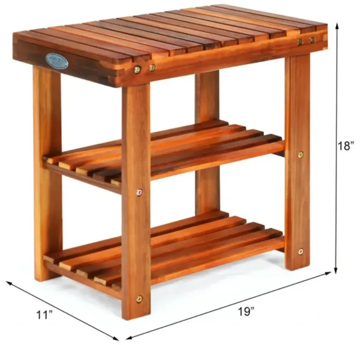 Hivvago 3-Tier Wood Shoe Rack 19' Shoe Bench Boots Organizer