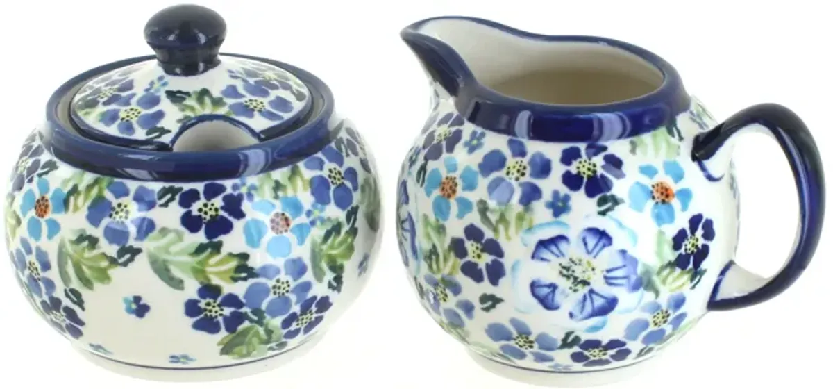 Blue Rose Polish Pottery Valentina Cream & Sugar Set