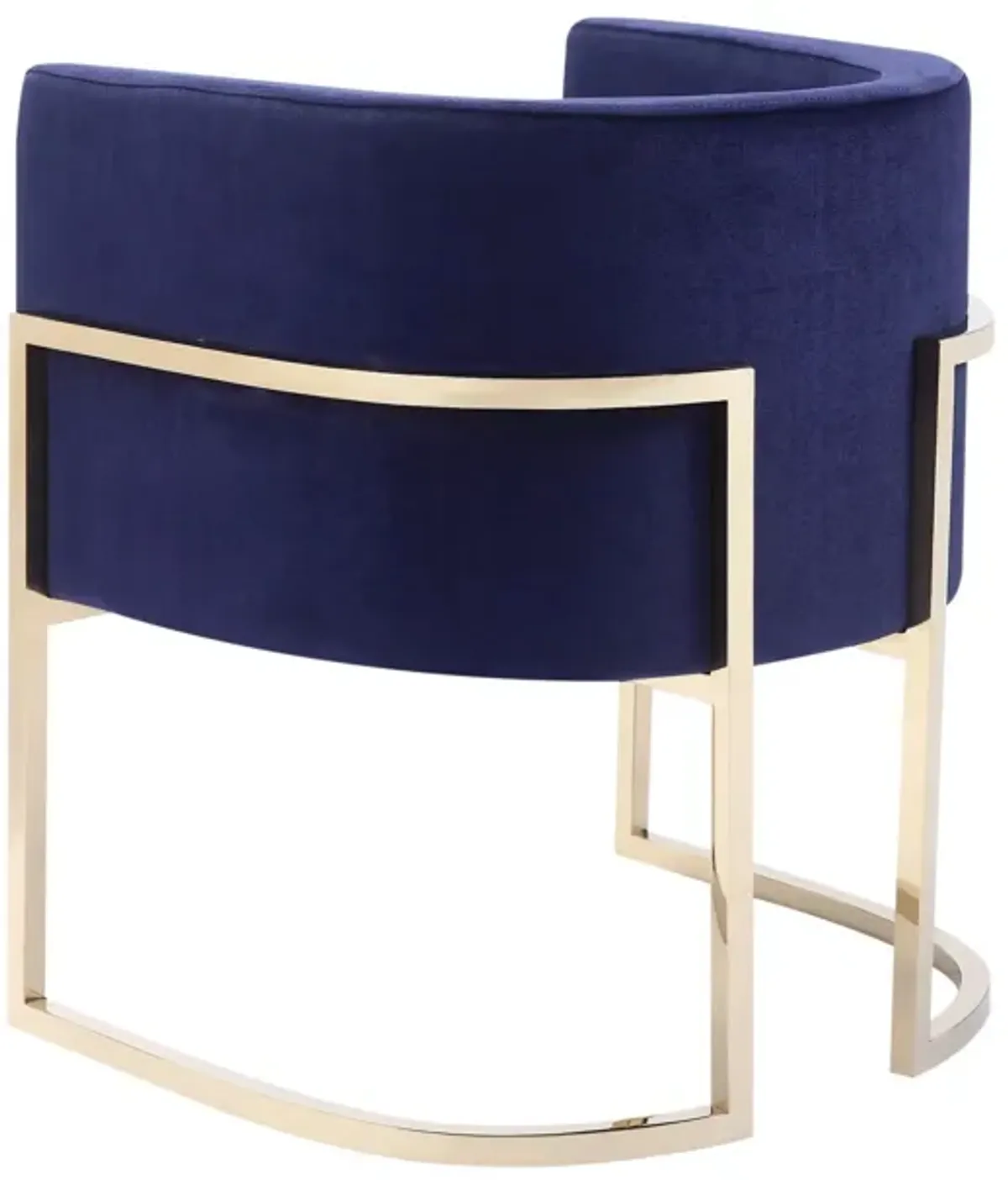 Naaz 24 Inch Kids Chair, Round, Blue Cushioned Velvet, Cantilever Gold Base - Benzara