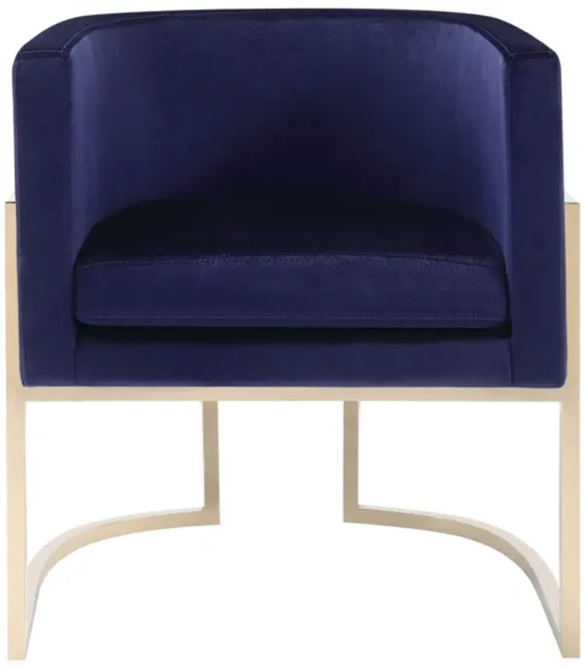 Naaz 24 Inch Kids Chair, Round, Blue Cushioned Velvet, Cantilever Gold Base - Benzara