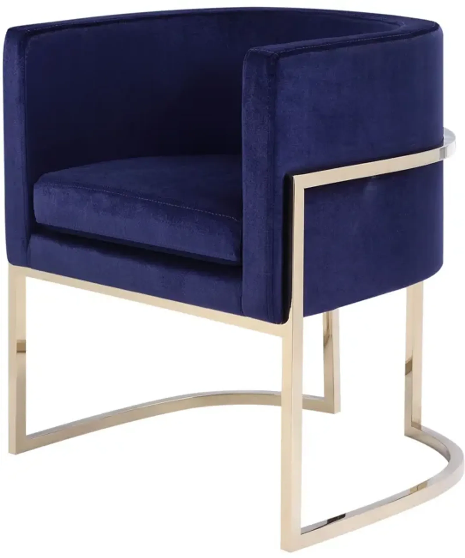 Naaz 24 Inch Kids Chair, Round, Blue Cushioned Velvet, Cantilever Gold Base - Benzara