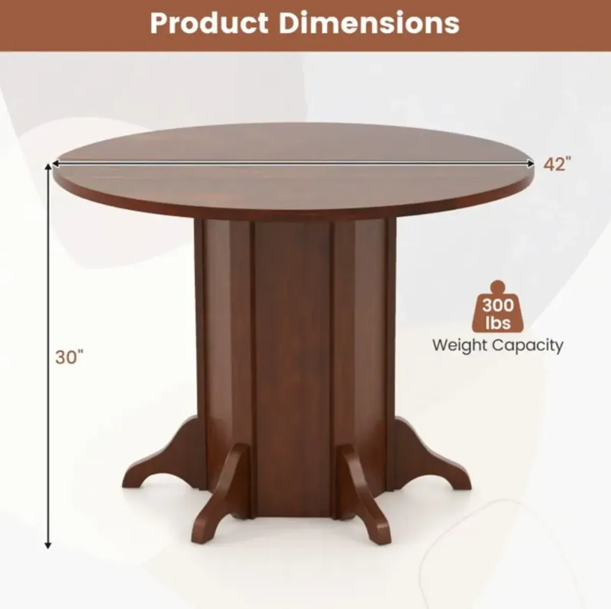 Hivvago Round Dining Table with Pedestal Base for 4-6 People