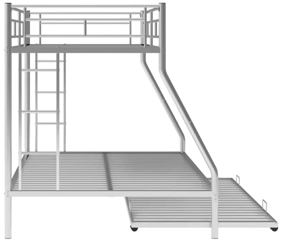 Twin Over Full Bed With Sturdy Steel Frame, Bunk Bed With Twin Size Trundle, Two-Side Ladders