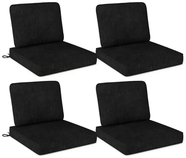 Set of 4 Patio Chair Pads with Thick Filling and Removable Covers