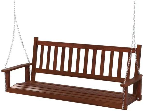3-Person Wooden Outdoor Porch Swing with 800 lbs Weight Capacity
