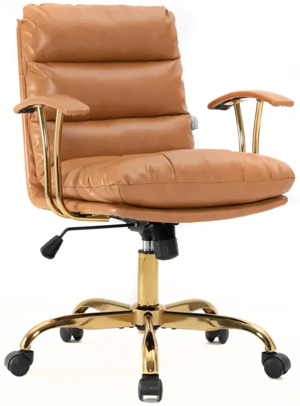 LeisureMod Regina Modern Padded Leather Adjustable Executive Office Chair with Tilt & 360-Degree Swivel – Ergonomic High-Back Desk Chair for Home and Office Comfort