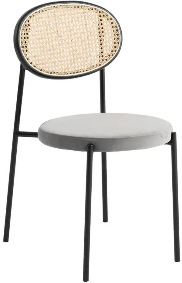 LeisureMod Euston Modern Wicker Dining Chair with Velvet Round Seat