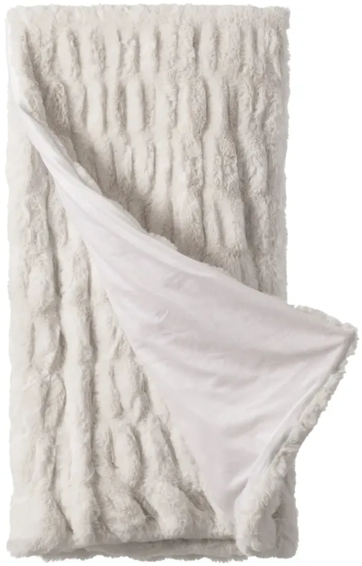 50 in. x 60 in. Rached Faux Fur Cozy Throw Blanket - Decorative Plush Blanket for Sofa and Bed, Soft and Comfortable Home Accent, Stylish Living Room and Bedroom Decor, Warm Winter Blanket, White