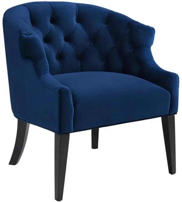Modway Precept Tufted Button Performance Velvet Accent Living Room Chair in Navy