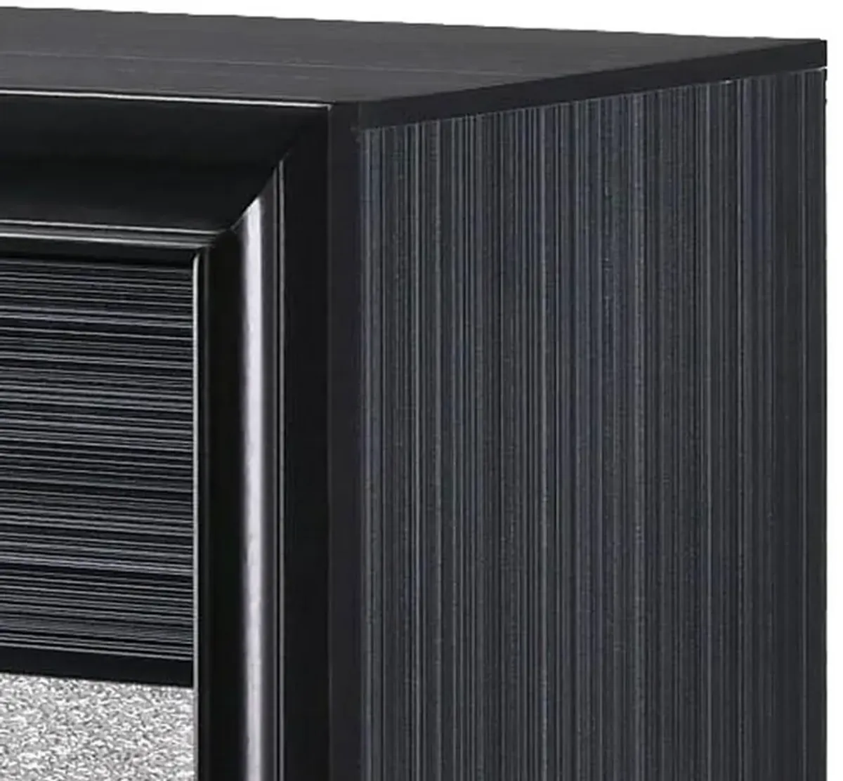 Two Tone Wooden Nightstand With Three Drawers, Black And Silver-Benzara