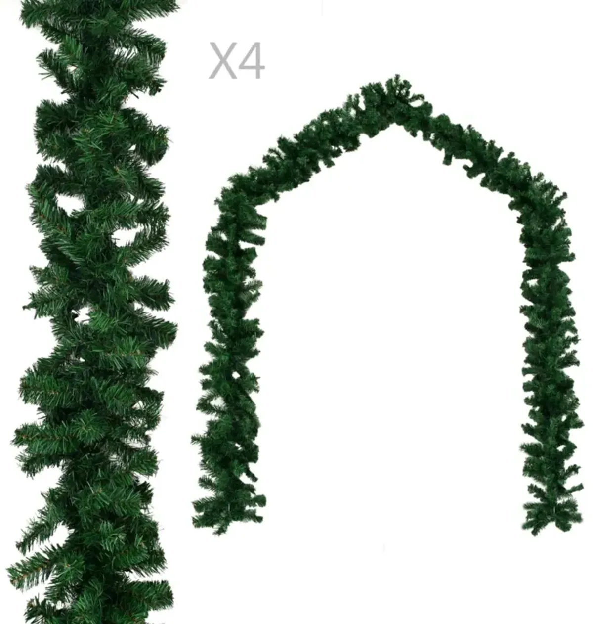 vidaXL Christmas Garlands 4 pcs Green 106.3" PVC