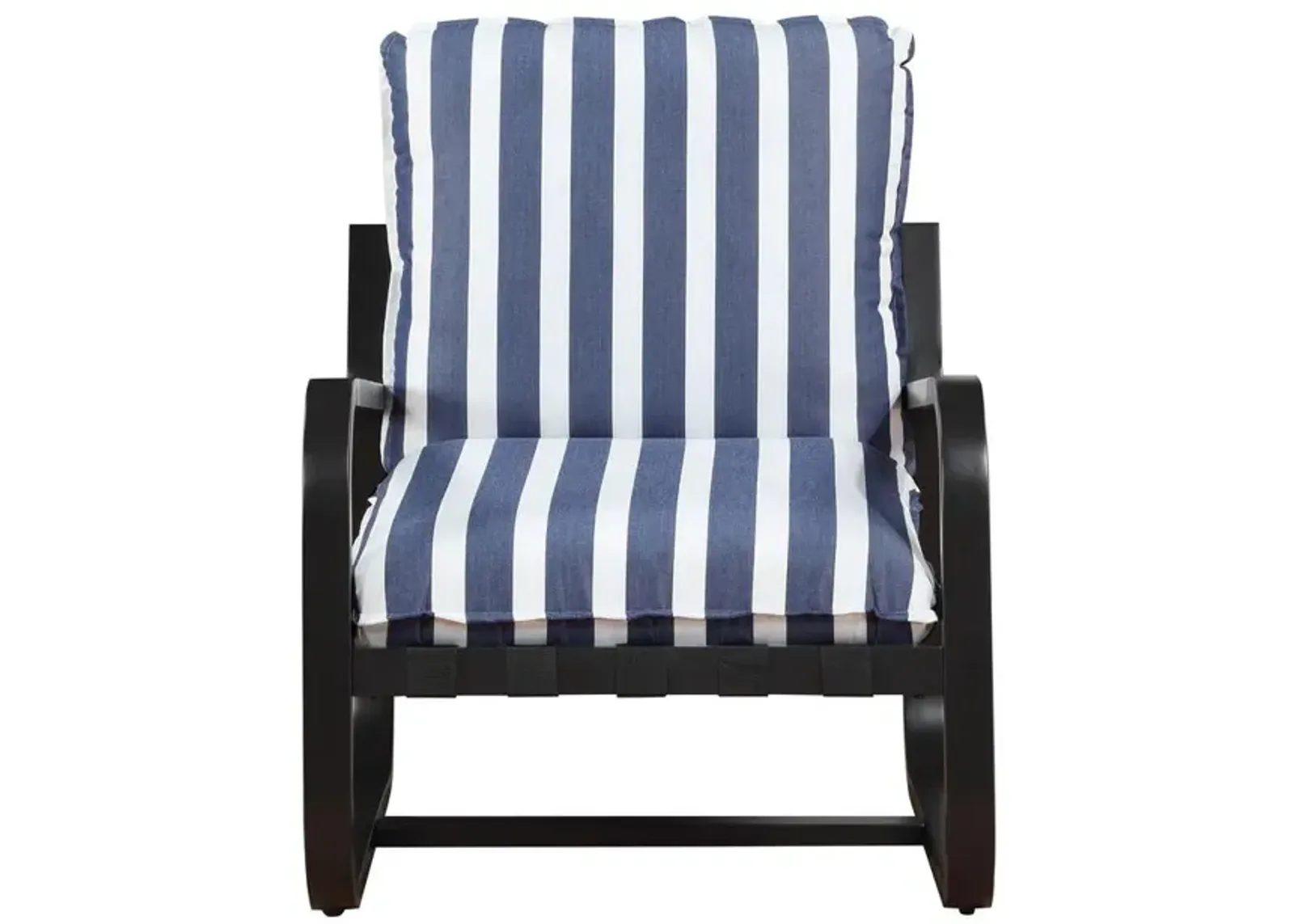 Comfort Pointe Aspen Outdoor Sling Chair Upholstered in Blue and White Stripe Fabric