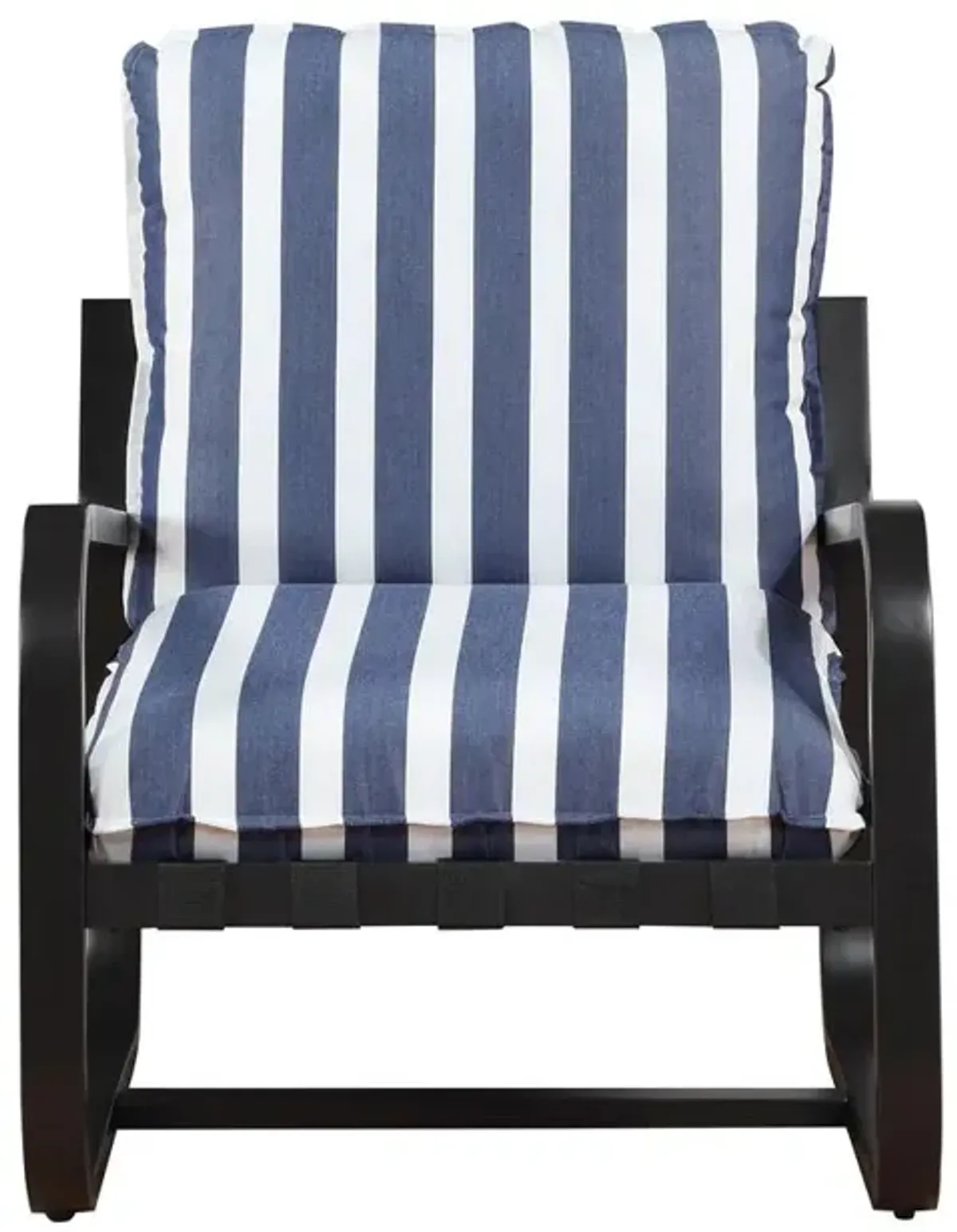 Comfort Pointe Aspen Outdoor Sling Chair Upholstered in Blue and White Stripe Fabric