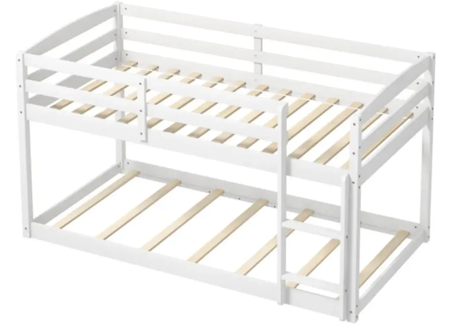 Hivvago Twin Size Bunk Bed with High Guardrails and Integrated Ladder