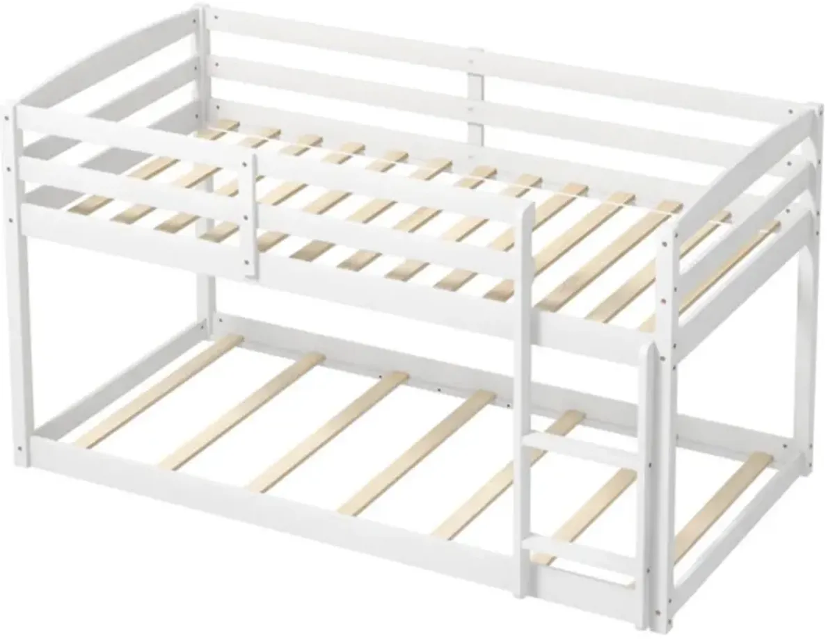 Hivvago Twin Size Bunk Bed with High Guardrails and Integrated Ladder