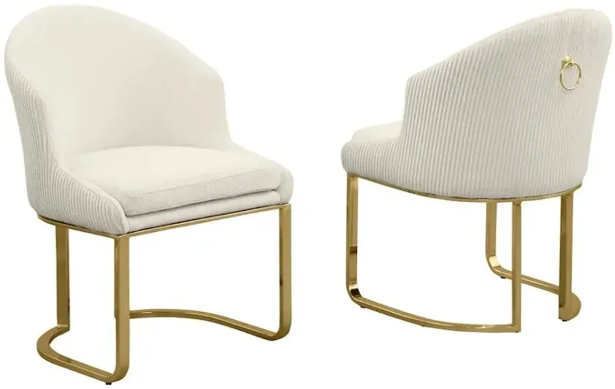 Best Quality Furniture Cream With Gold Side Chairs, Set Of Two