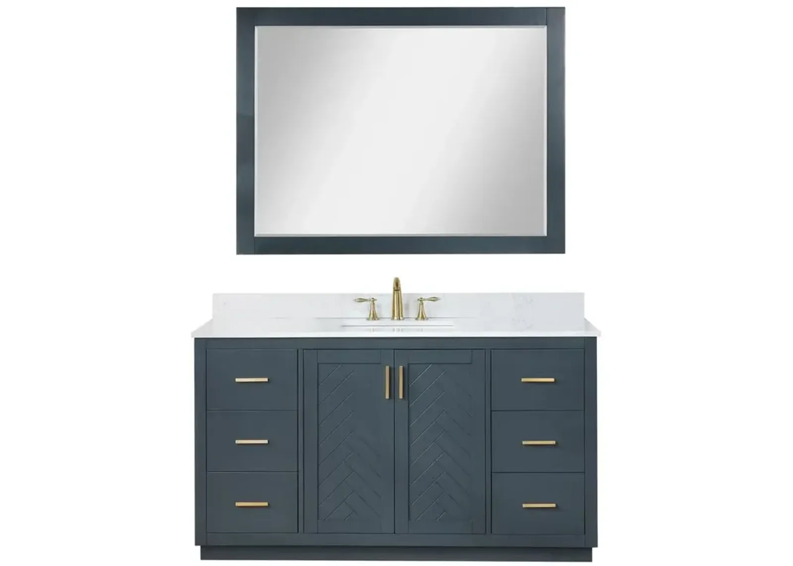 Altair 60 Single Bathroom Vanity Set in Classic Blue with Mirror