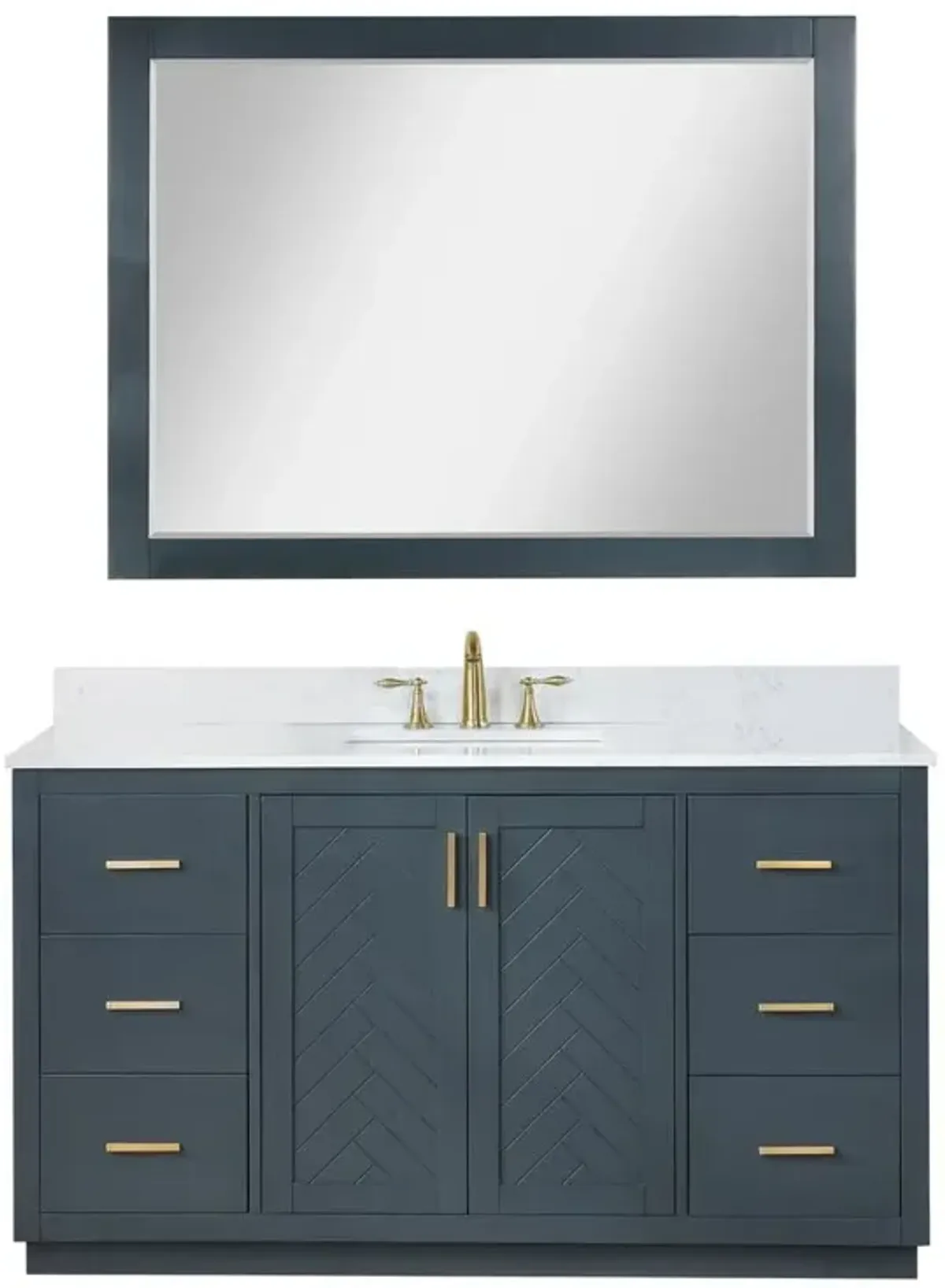 Altair 60 Single Bathroom Vanity Set in Classic Blue with Mirror