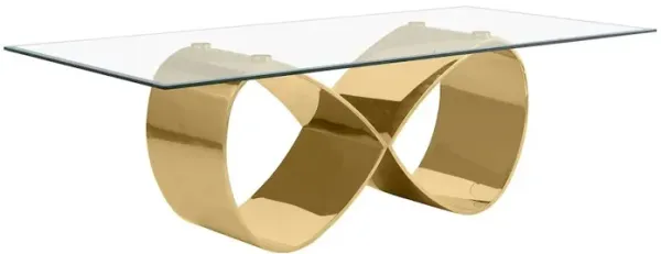 Best Quality Furniture 94X46 Tempered Glass Dining Table With An Infinity Gold Stainless Steel Base