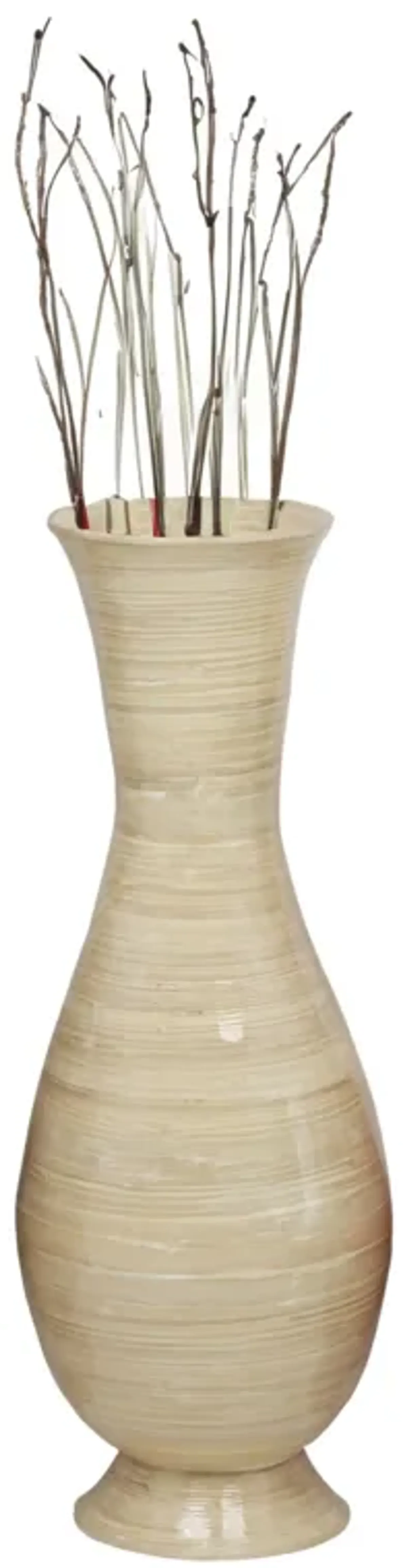 Tall Modern 13.8 in Dia Decorative Floor Vase: Handmade, Natural Bamboo Finish, Contemporary Home Décor, Handcrafted Bamboo, Elegant Interior Design, Bamboo Craftsmanship, Statement Piece for Modern Spaces, Medium