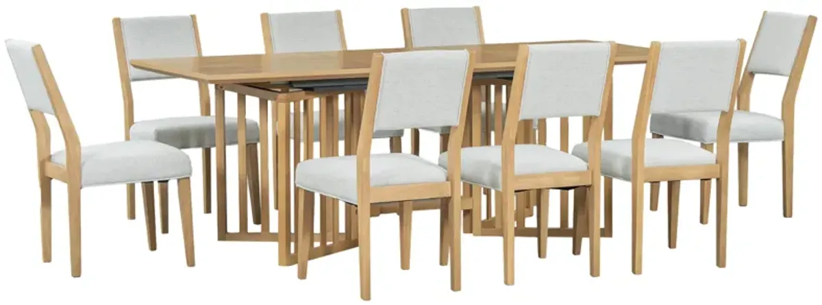 Merax Farmhouse 9-Piece Extendable Dining Table Chairs Set