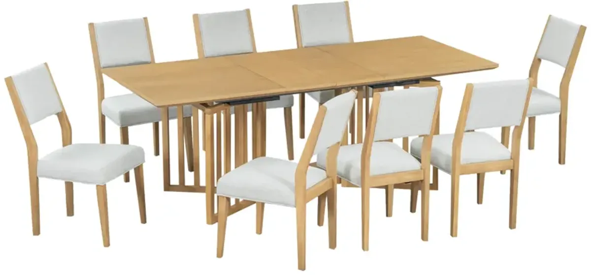 Merax Farmhouse 9-Piece Extendable Dining Table Chairs Set