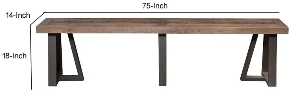 Wood And Metal Dining Bench Brown-Benzara