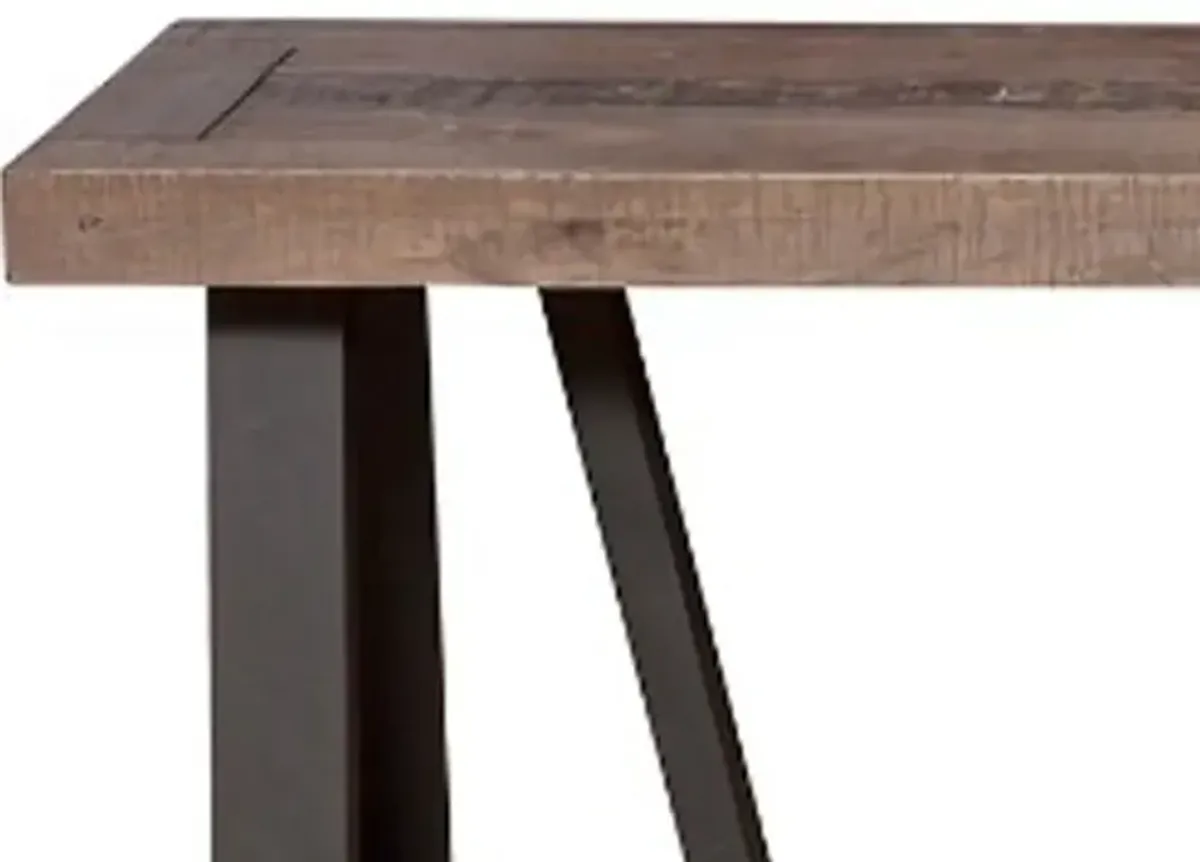 Wood And Metal Dining Bench Brown-Benzara