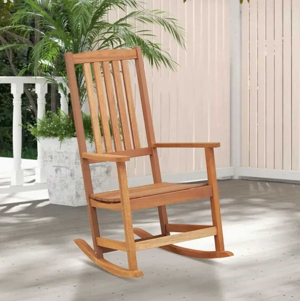 Hivvago Patio Rocking Chair Ergonomic High-Back Outdoor Rocker with Smooth Rocking Base