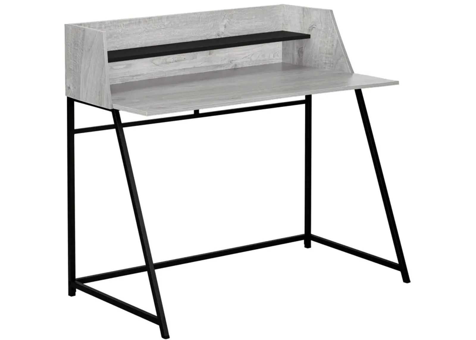 Monarch Specialties I 7551 Computer Desk, Home Office, Laptop, Storage Shelves, 48"L, Work, Metal, Laminate, Grey, Black, Contemporary, Modern