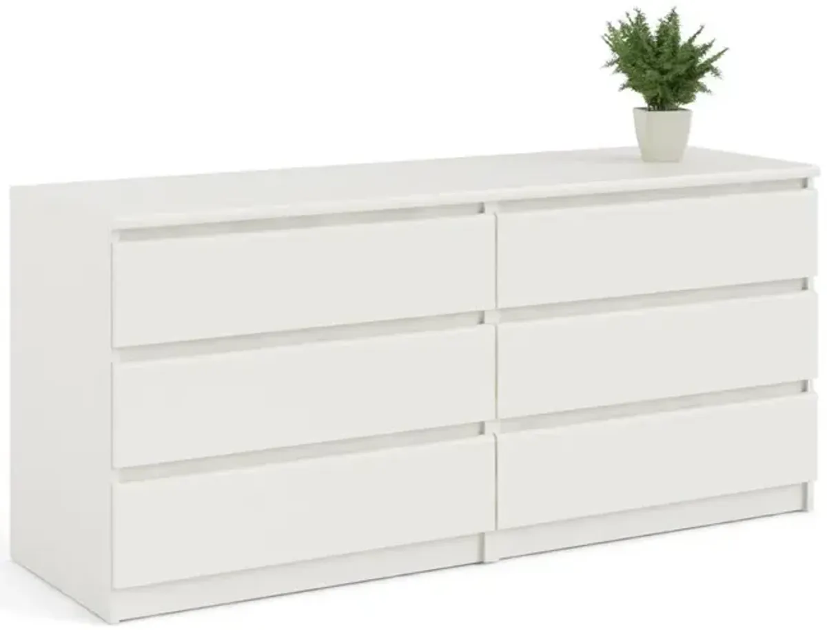 Tvilum Scottsdale 6 Drawer Double Dresser, White Wood Grain