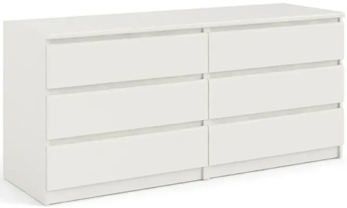 Tvilum Scottsdale 6 Drawer Double Dresser, White Wood Grain