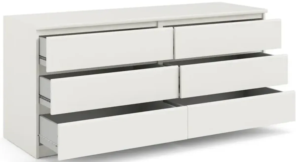 Tvilum Scottsdale 6 Drawer Double Dresser, White Wood Grain