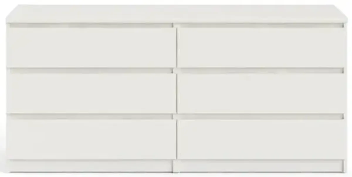 Tvilum Scottsdale 6 Drawer Double Dresser, White Wood Grain