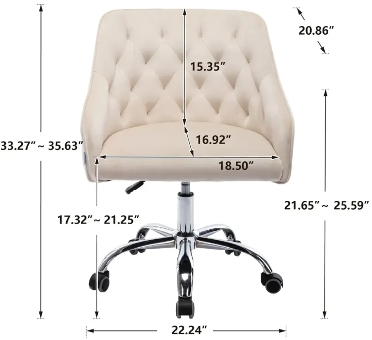 MONDAWE Velvet Cute Computer Chair, Wheels Swivel Height Adjustable Swivel Task Chair for Home Office